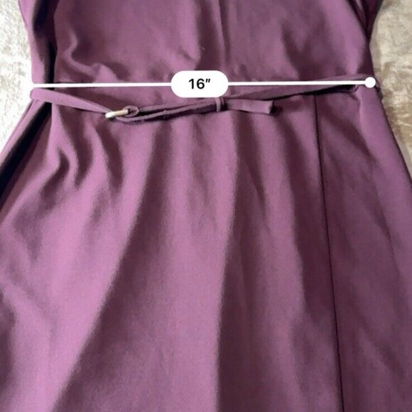 EXPRESS Burgundy Classic Cap Sleeve Slit Pencil Dress Large Fitted Cocktail - Picture 5 of 15